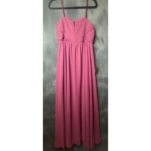 Lulus Mauve Chiffon Maxi Dress Medium Pleated V-Neck Formal Wedding Guest Boho